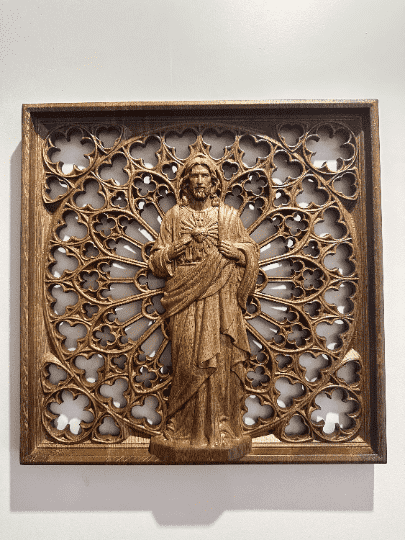Sacred Heart of Jesus Wooden Statue - Kozak Work Shop
