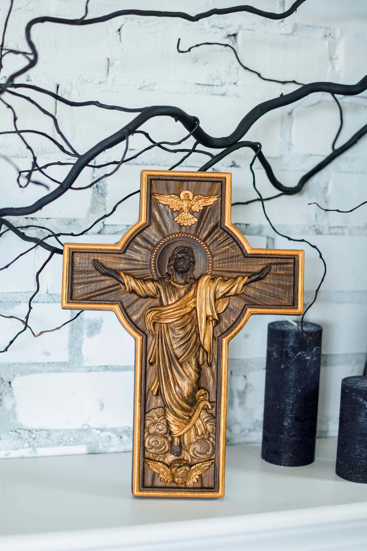 Wall Wooden Carved Jesus Crucifix - Kozak Work Shop