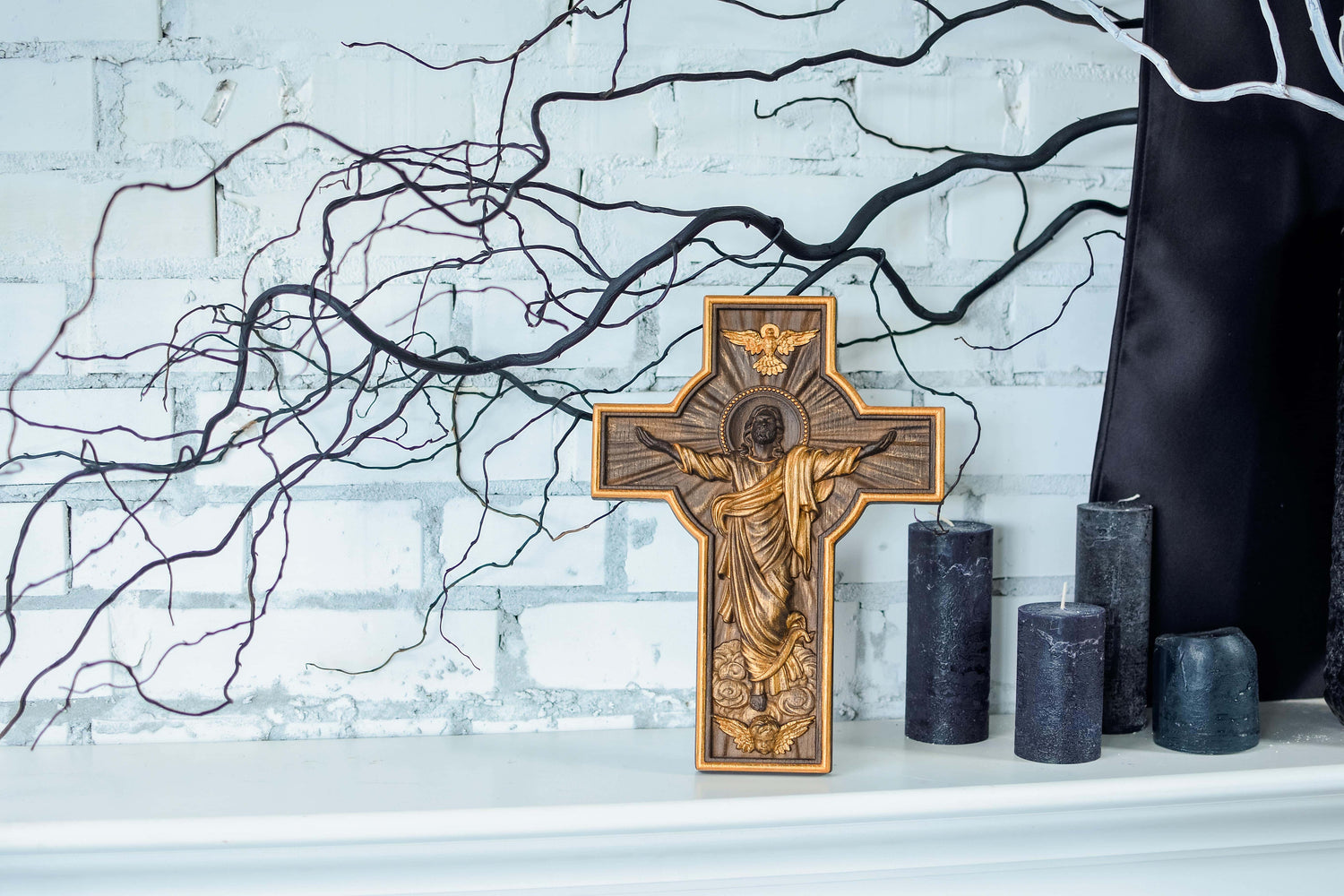 Wall Wooden Carved Jesus Crucifix - Kozak Work Shop