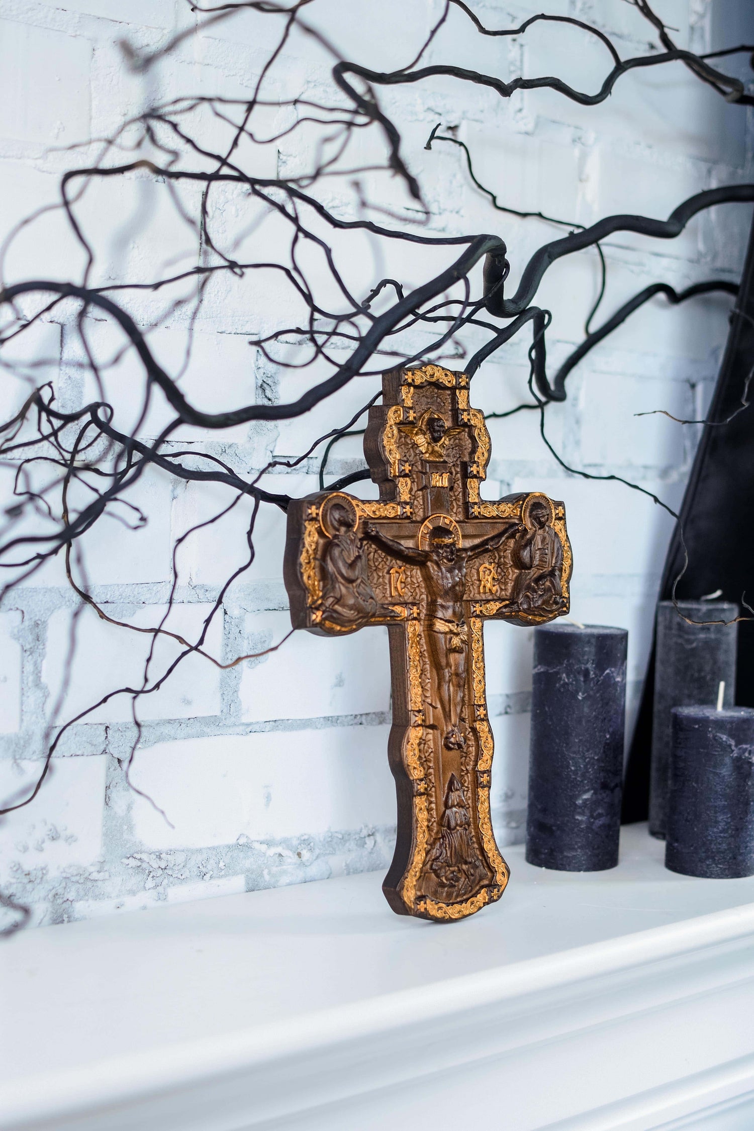Wall Wooden Carved Jesus Crucifix - Kozak Work Shop
