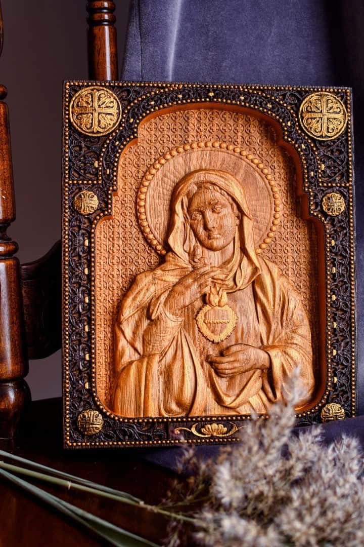 Immaculate Heart of Mary with dark frame - Kozak Work Shop