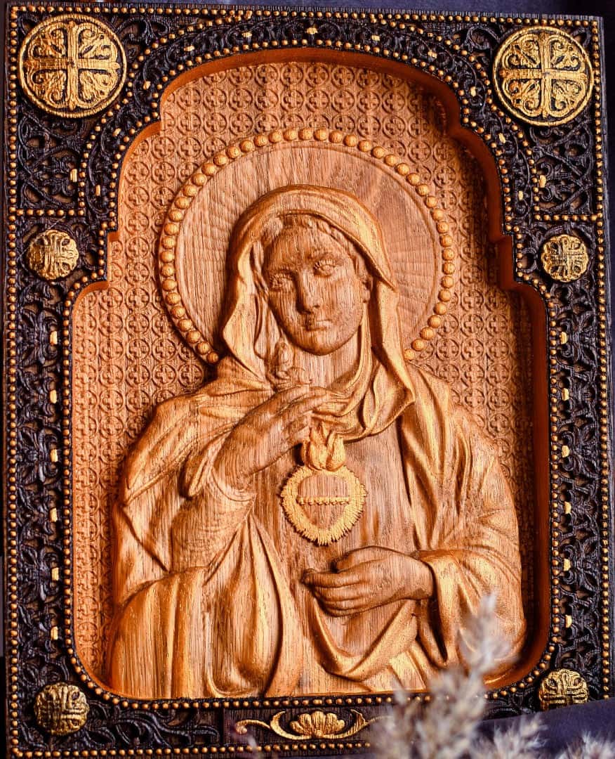 Immaculate Heart of Mary with dark frame - Kozak Work Shop