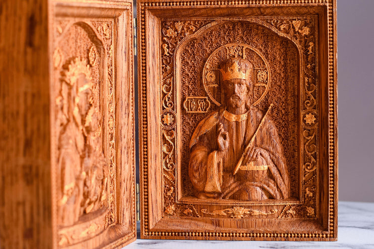 Virgin Mary and  Our Lord  Small Wooden  folding panel - Kozak Work Shop