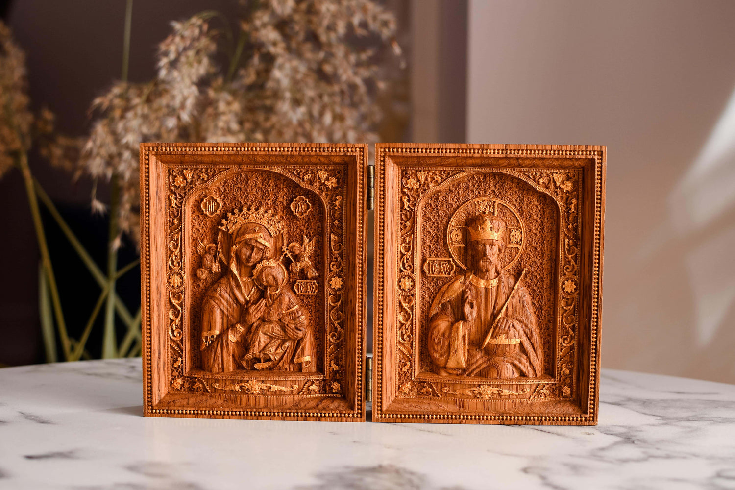 Virgin Mary and  Our Lord  Small Wooden  folding panel - Kozak Work Shop