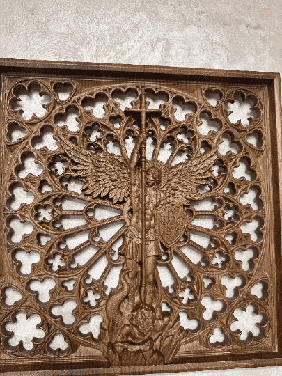Modern Archangel Michael Wooden Statue - Kozak Work Shop