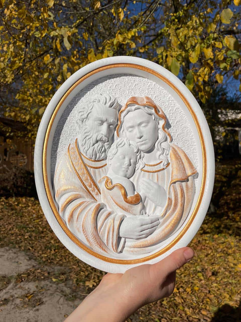 Holy Familly Wooden Carved Icon - Kozak Work Shop