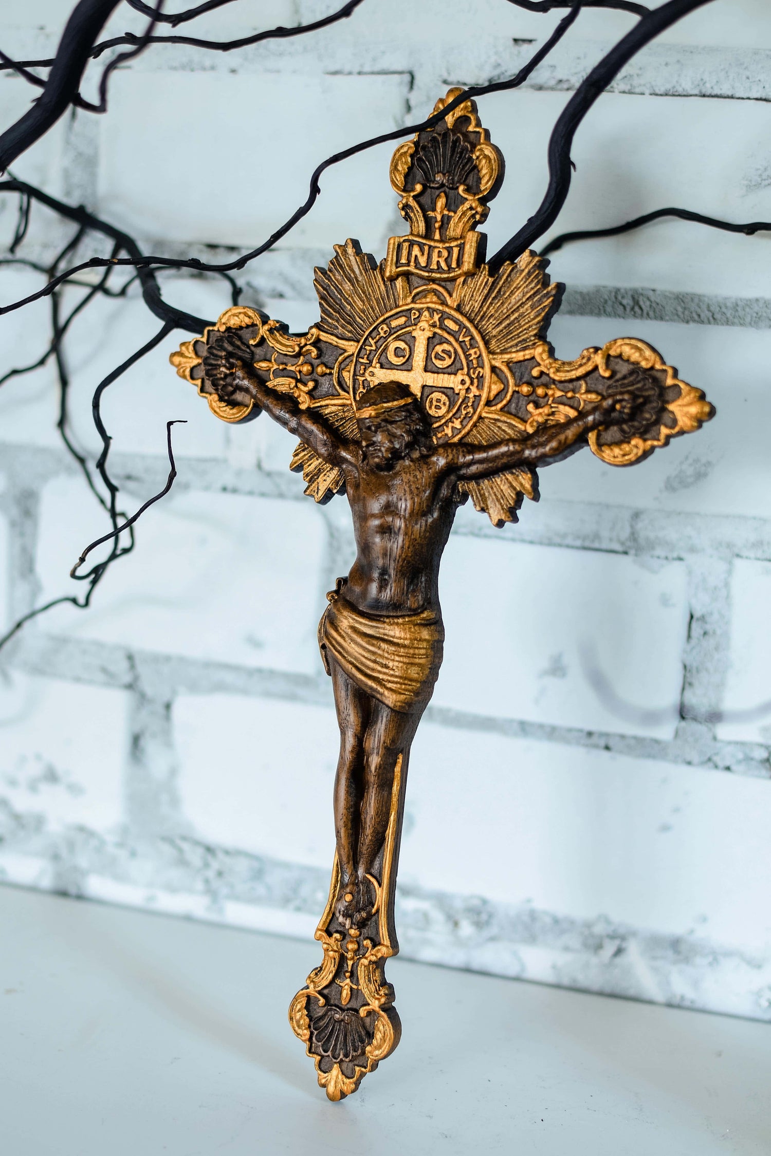Wall Wooden Carved Jesus Crucifix 6x10 inches - Kozak Work Shop
