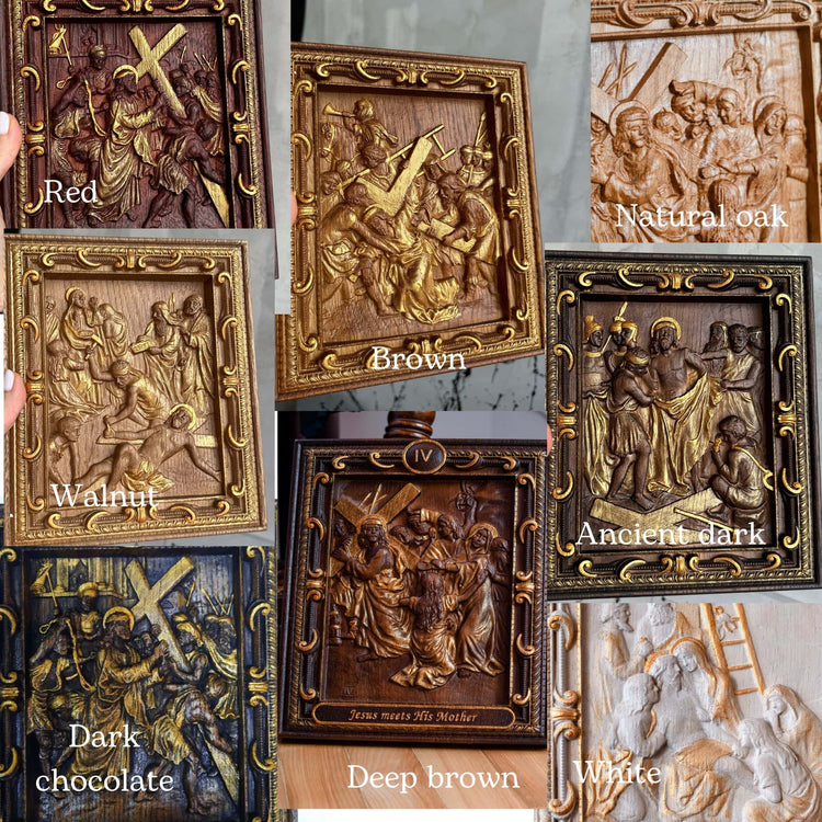 Set of fourteen Stations of the Cross - Kozak Work Shop