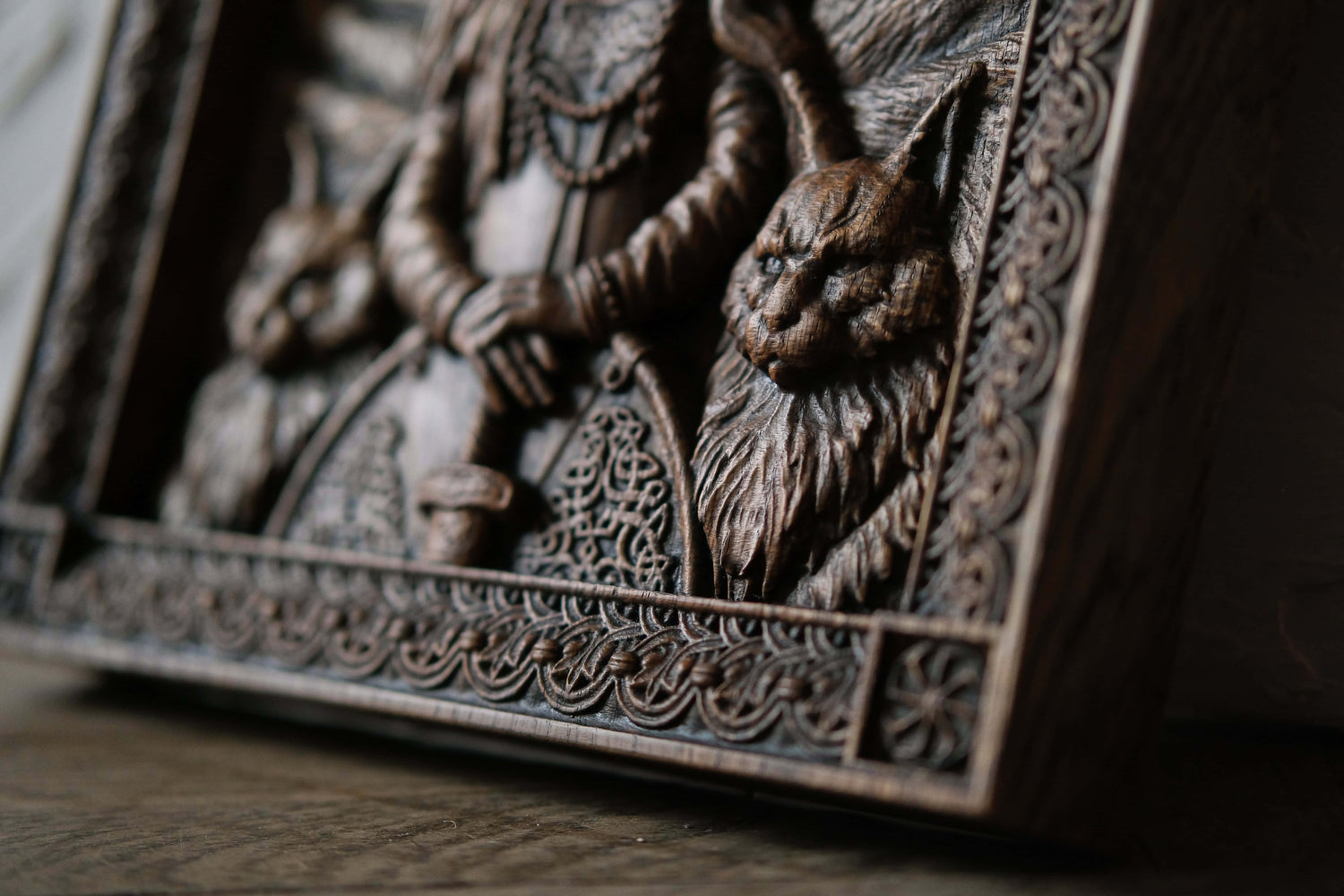 Freyja Skandinavian Goddess Wooden Carved Wall Picture - Kozak Work Shop