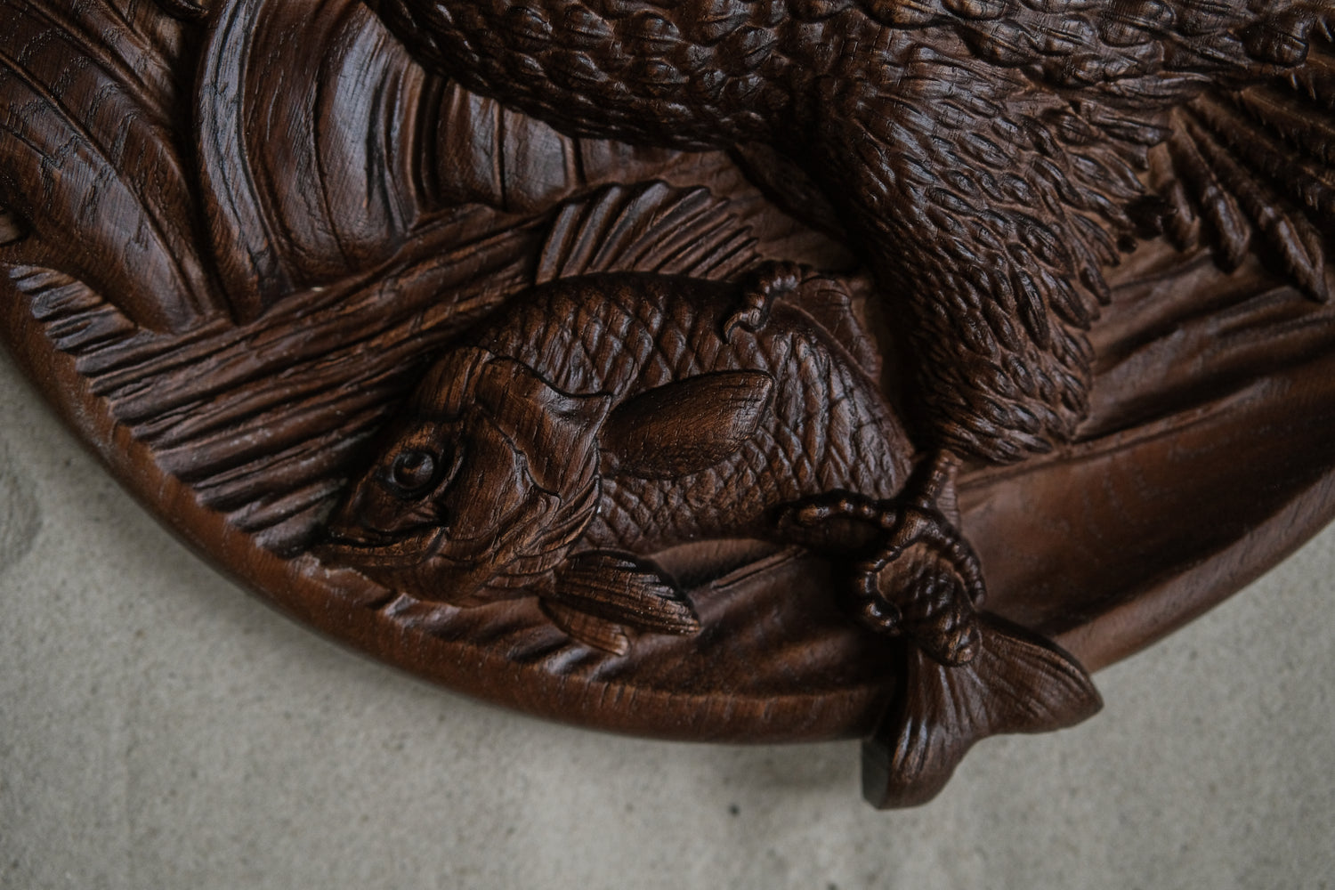 Hawk Wooden Carved Plaque - Kozak Work Shop