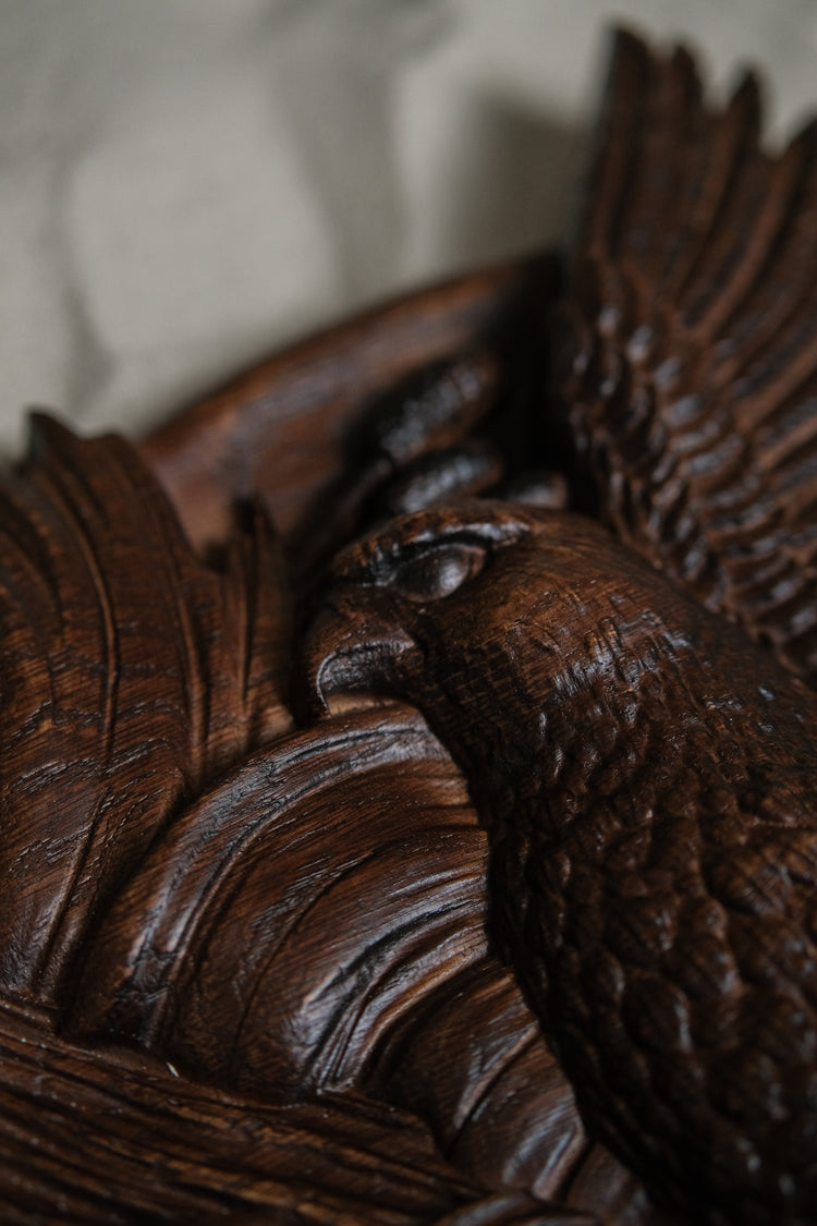 Hawk Wooden Carved Plaque - Kozak Work Shop