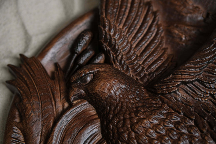 Hawk Wooden Carved Plaque - Kozak Work Shop