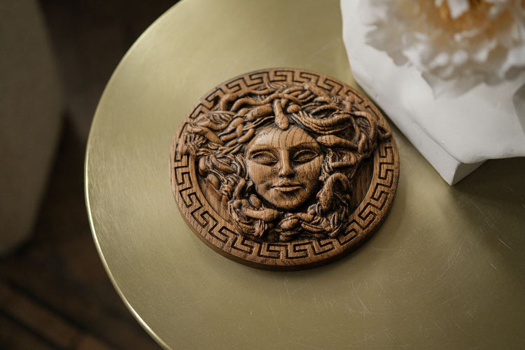 Wooden Plaque Sicilian Medusa Head - Kozak Work Shop