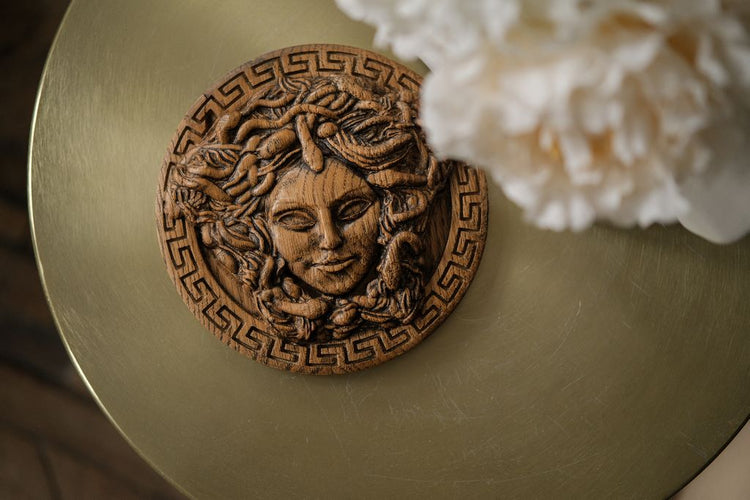 Wooden Plaque Sicilian Medusa Head - Kozak Work Shop