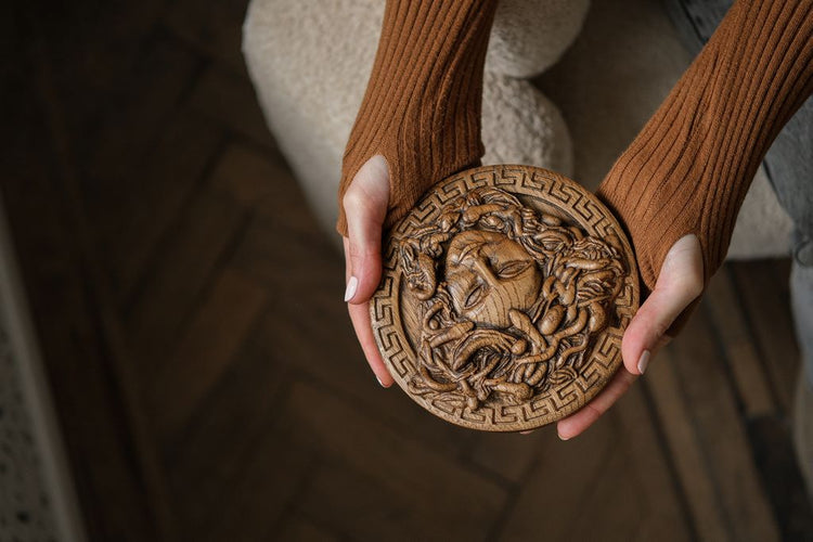 Wooden Plaque Sicilian Medusa Head - Kozak Work Shop