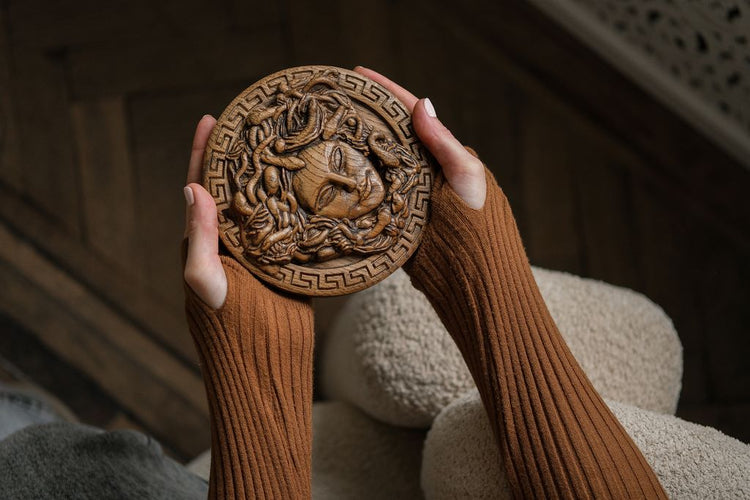 Wooden Plaque Sicilian Medusa Head - Kozak Work Shop