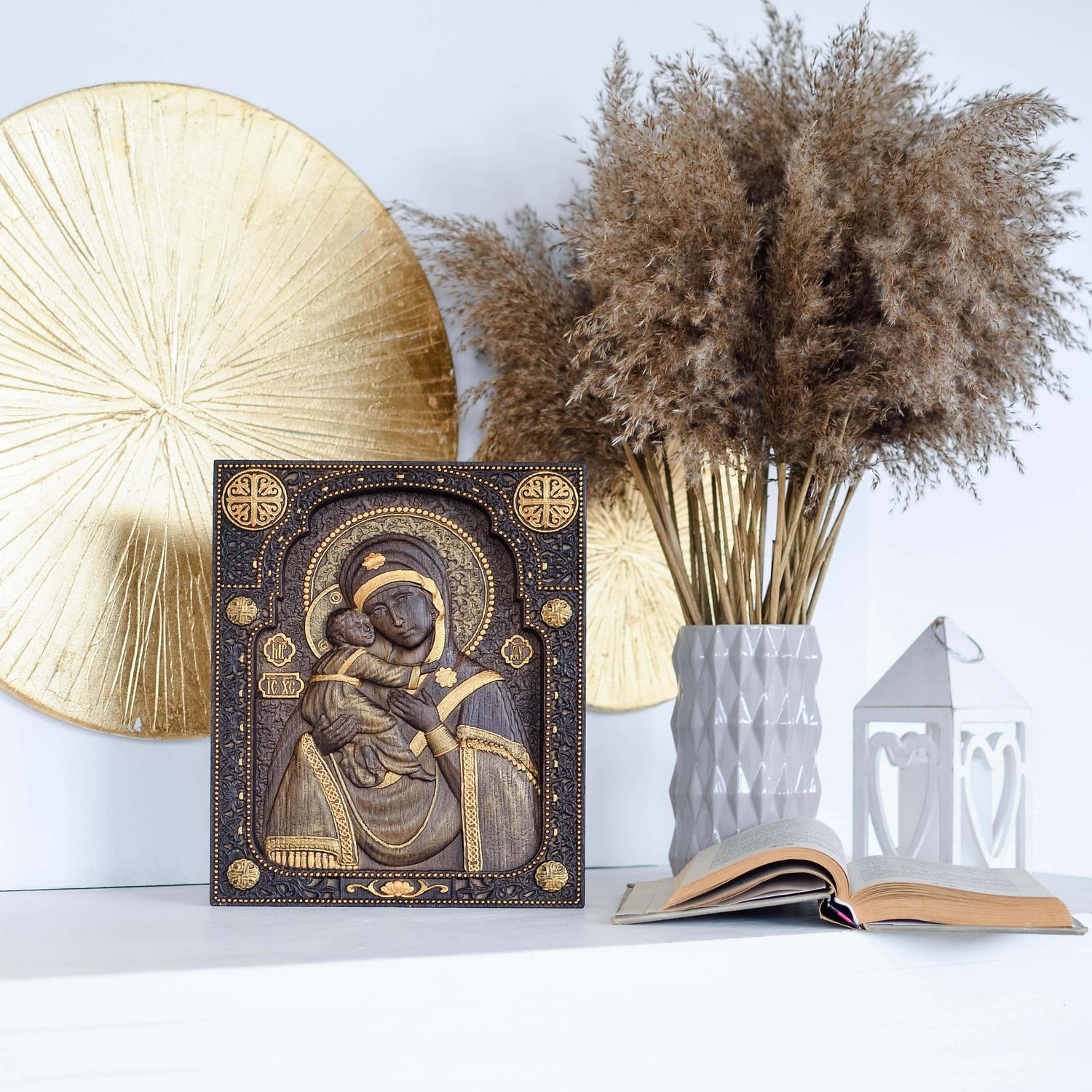 Virigin Mary wooden wall plaque - Kozak Work Shop