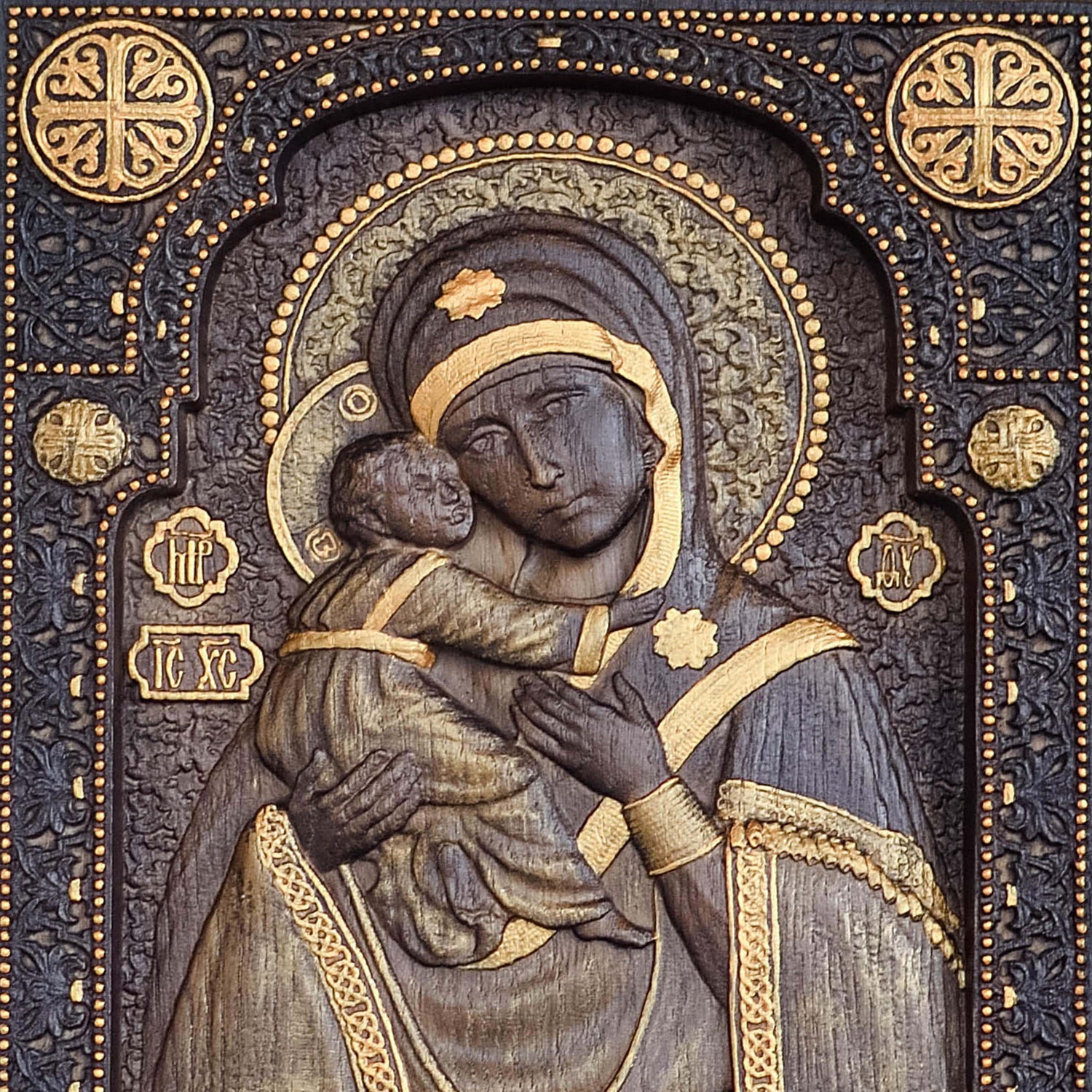 Virigin Mary wooden wall plaque - Kozak Work Shop