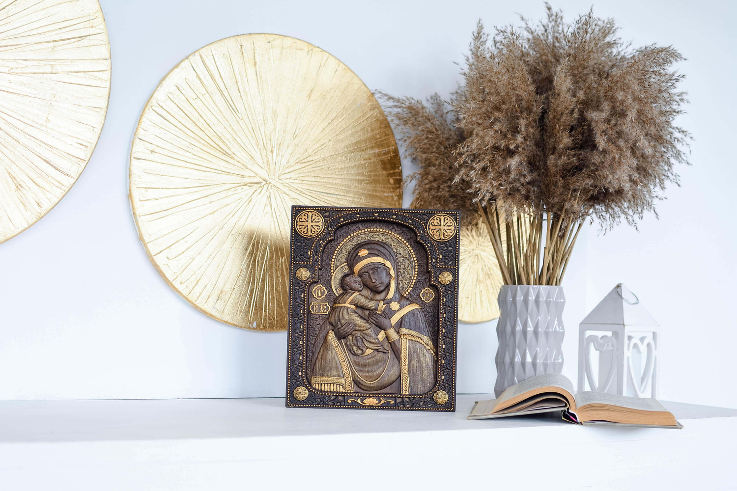 Virigin Mary wooden wall plaque - Kozak Work Shop