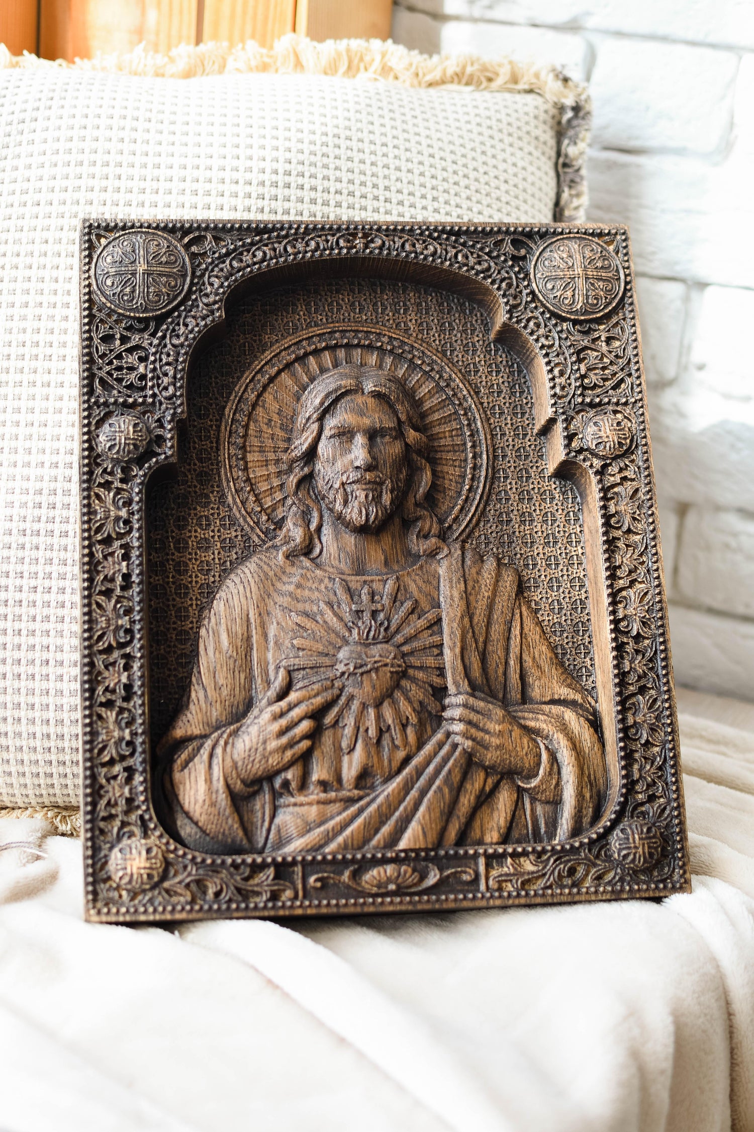 Sacred Heart Jesus wooden icon - Kozak Work Shop