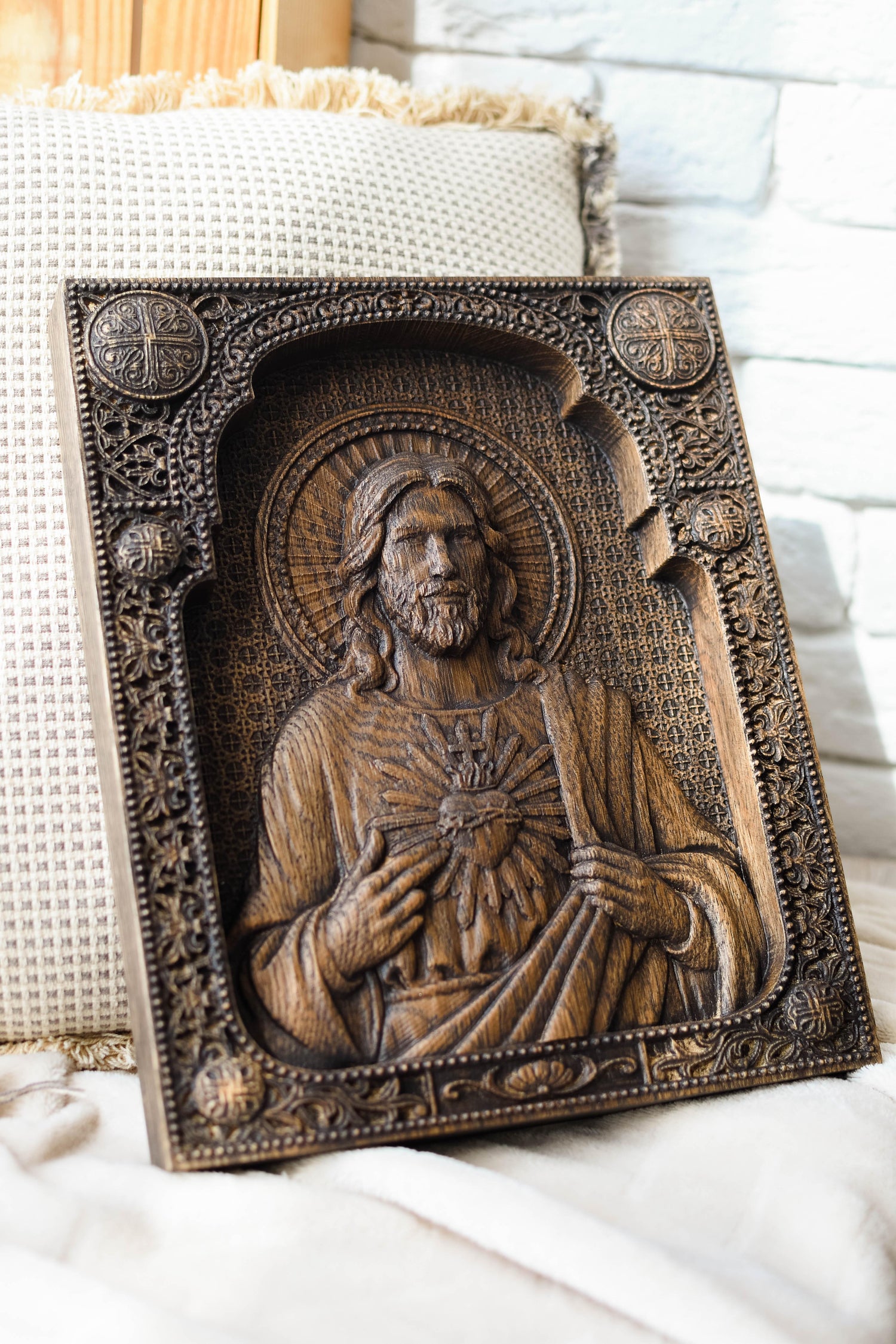 Sacred Heart Jesus wooden icon - Kozak Work Shop