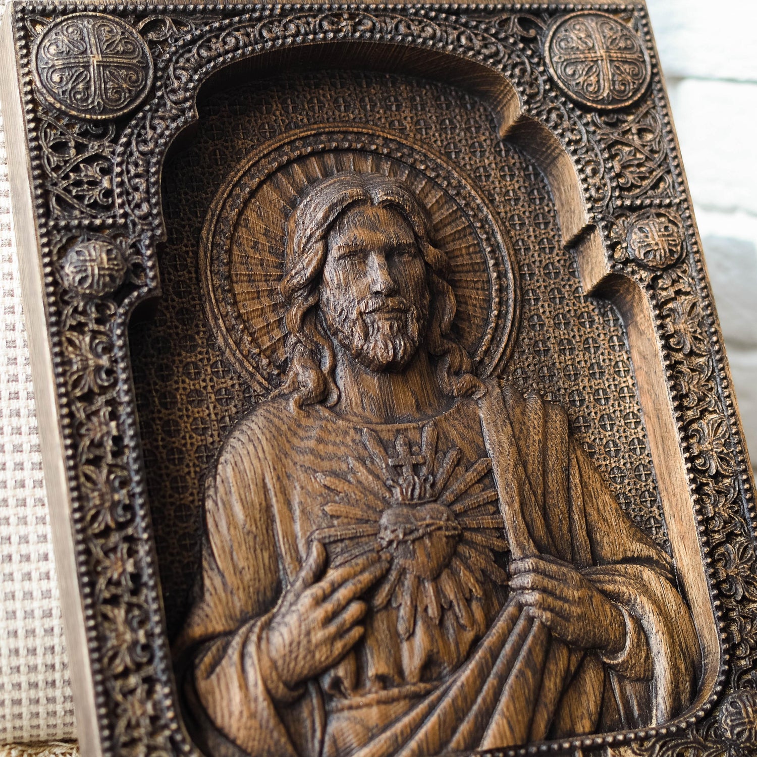 Sacred Heart Jesus wooden icon - Kozak Work Shop