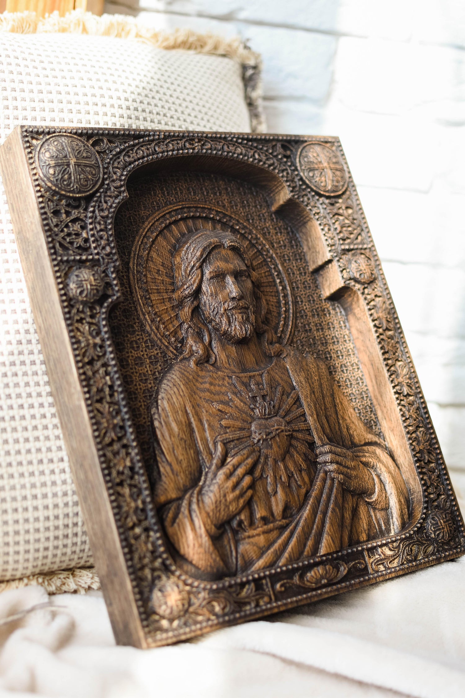 Sacred Heart Jesus wooden icon - Kozak Work Shop