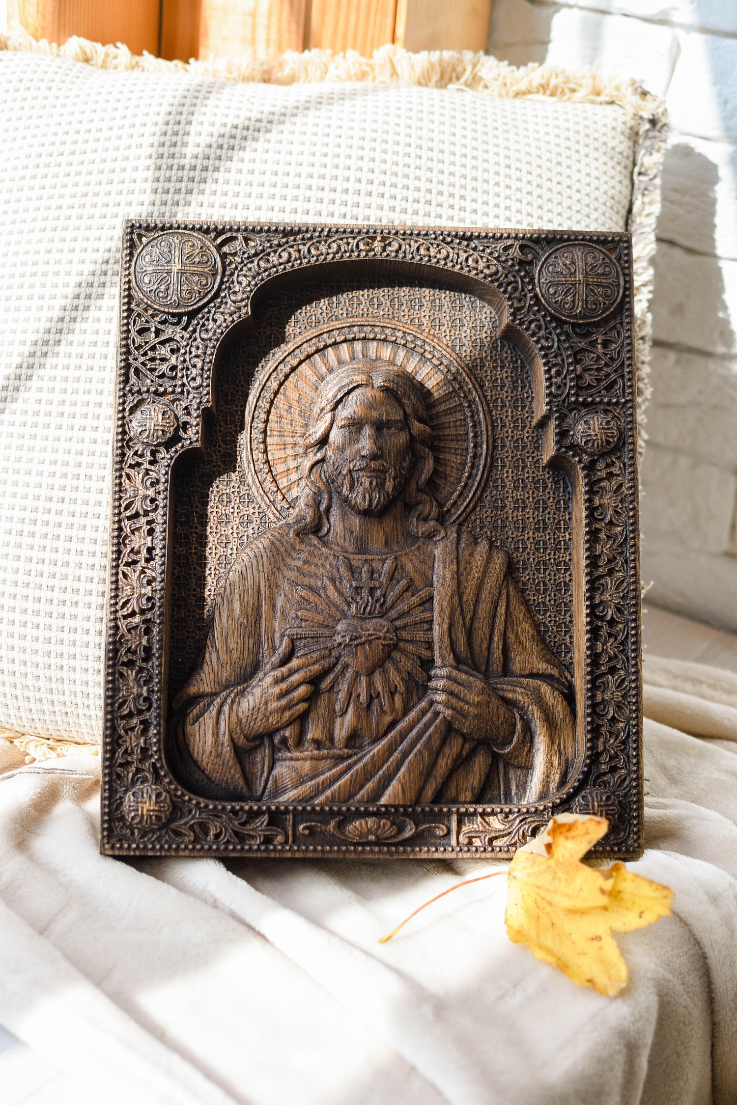 Sacred Heart Jesus wooden icon - Kozak Work Shop