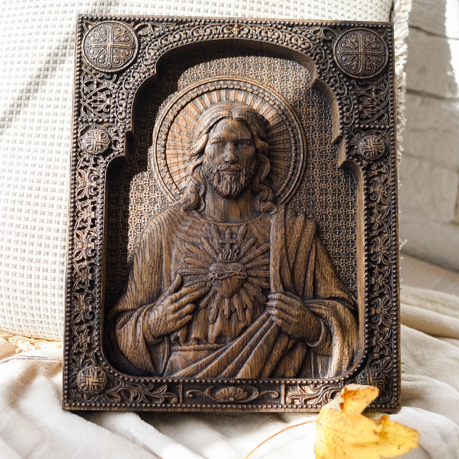 Sacred Heart Jesus wooden icon - Kozak Work Shop