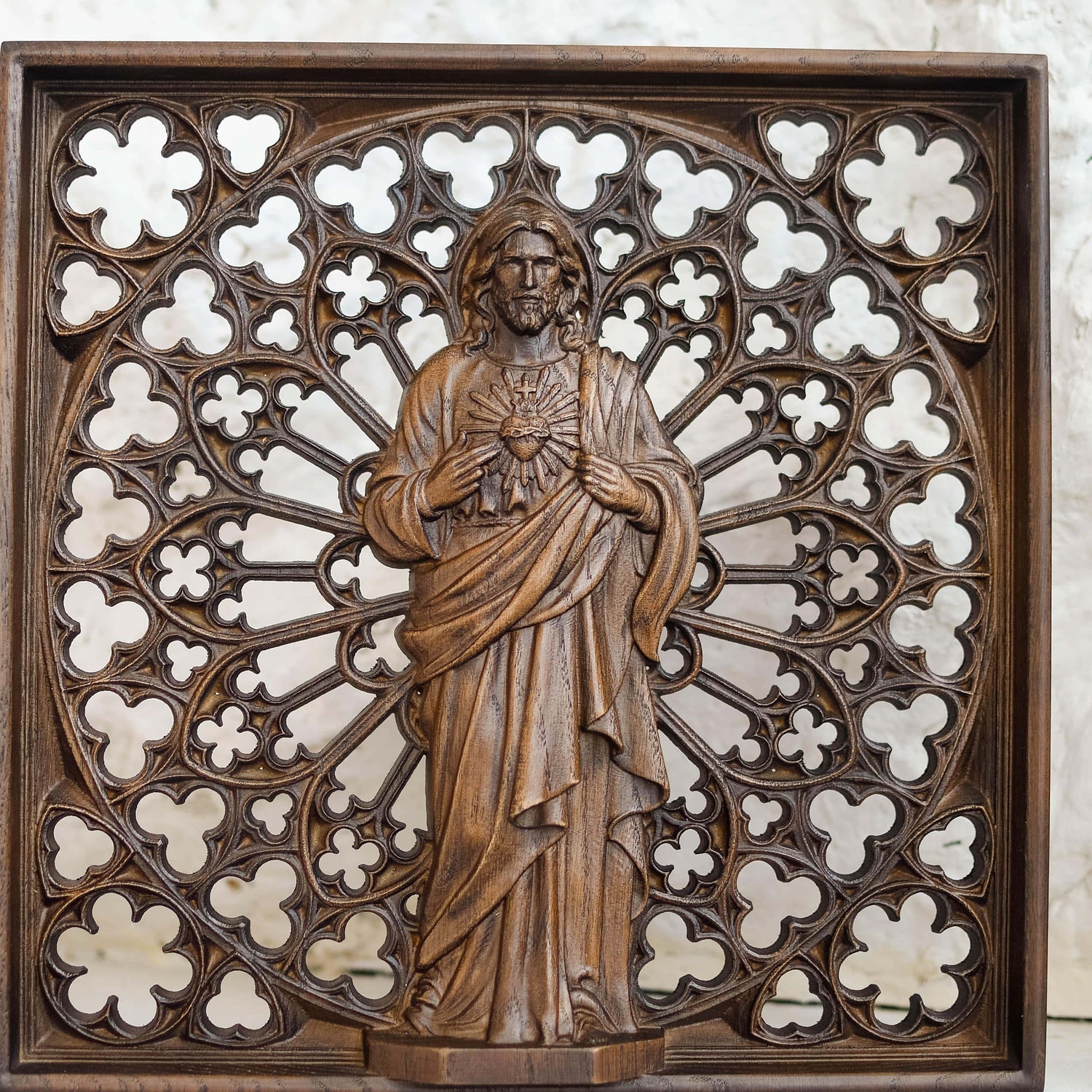 Sacred Heart of Jesus Wooden Statue - Kozak Work Shop