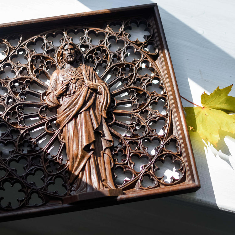 Sacred Heart of Jesus Wooden Statue - Kozak Work Shop
