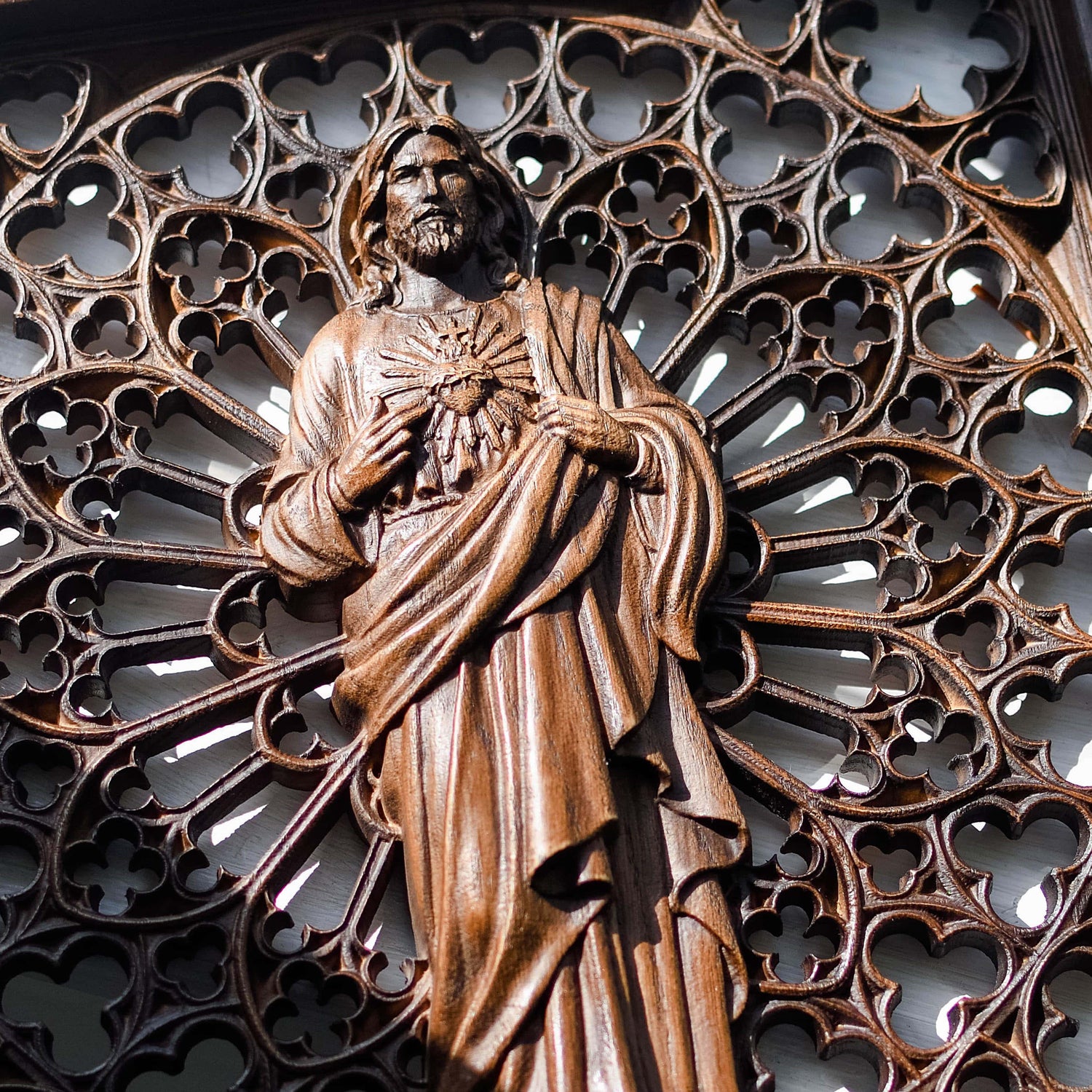 Sacred Heart of Jesus Wooden Statue - Kozak Work Shop