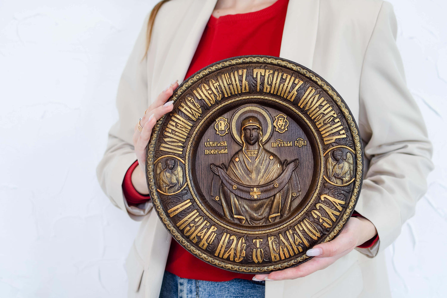 Blessed Virgin Mary of Pokrov round - Kozak Work Shop