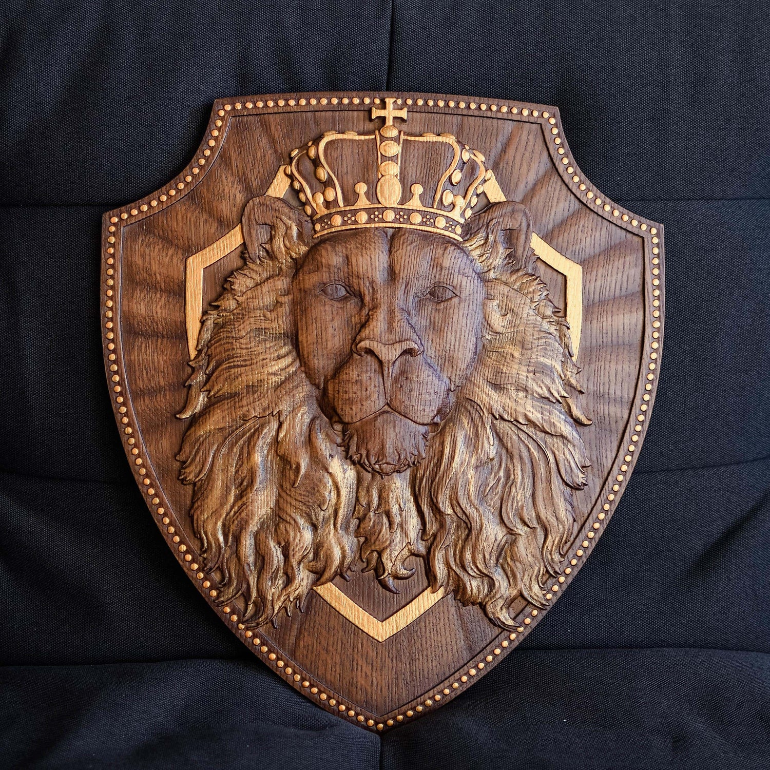 Lion King Wooden Carved Plaque - Kozak Work Shop