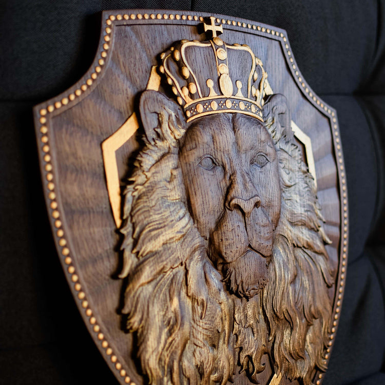 Lion King Wooden Carved Plaque - Kozak Work Shop