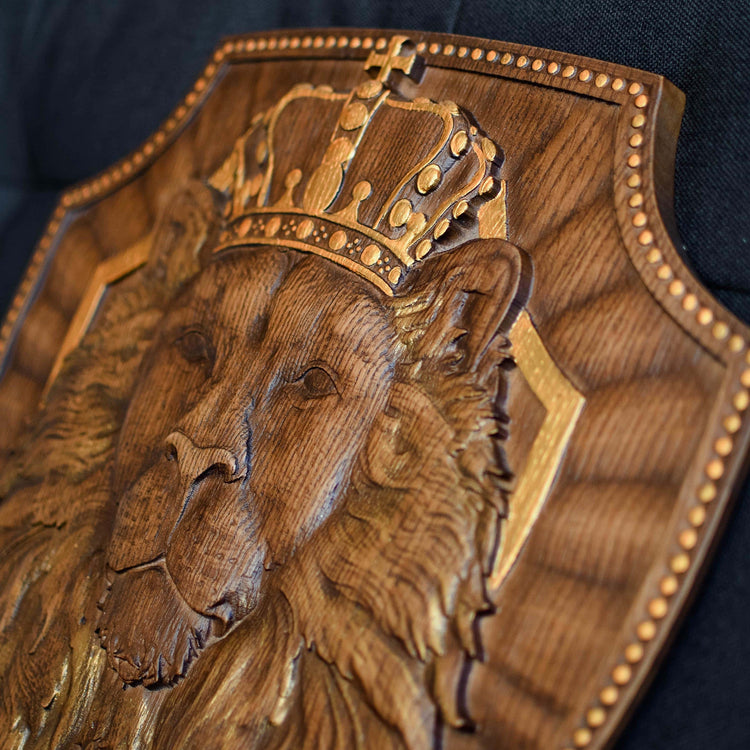Lion King Wooden Carved Plaque - Kozak Work Shop