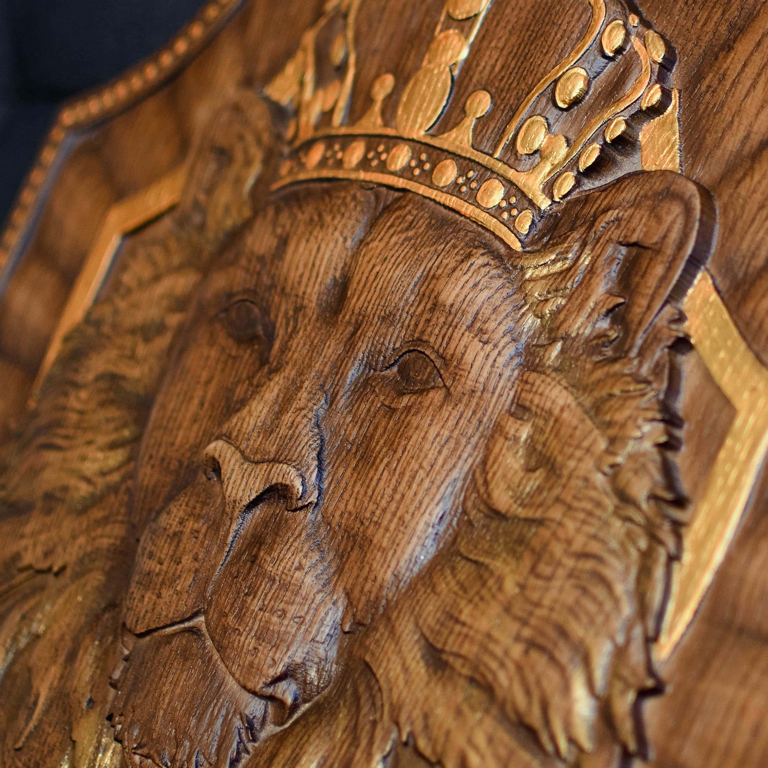Lion King Wooden Carved Plaque - Kozak Work Shop