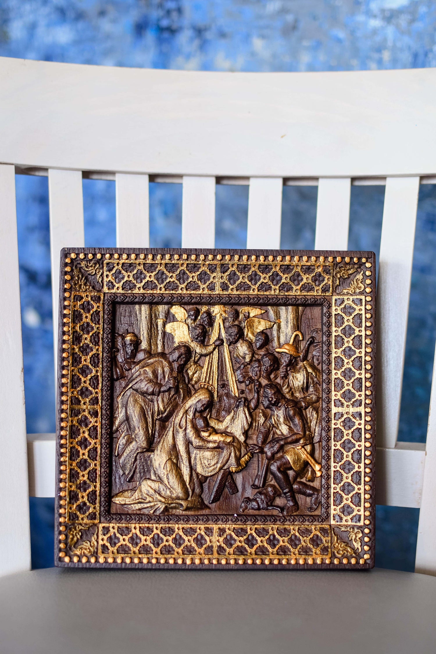Nativity Wooden Bas Relief Squared - Kozak Work Shop