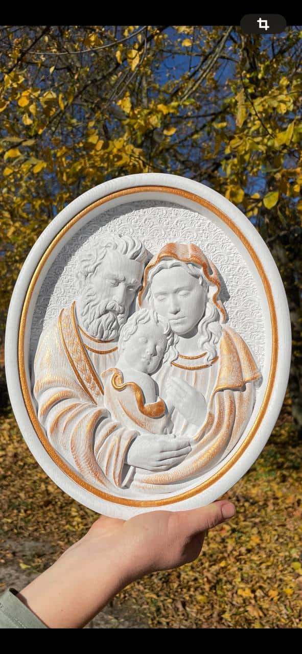 Holy Familly Wooden Carved Icon - Kozak Work Shop