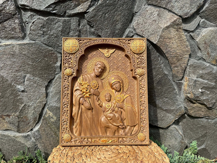 Holy Familly Wooden Carved Image - Kozak Work Shop