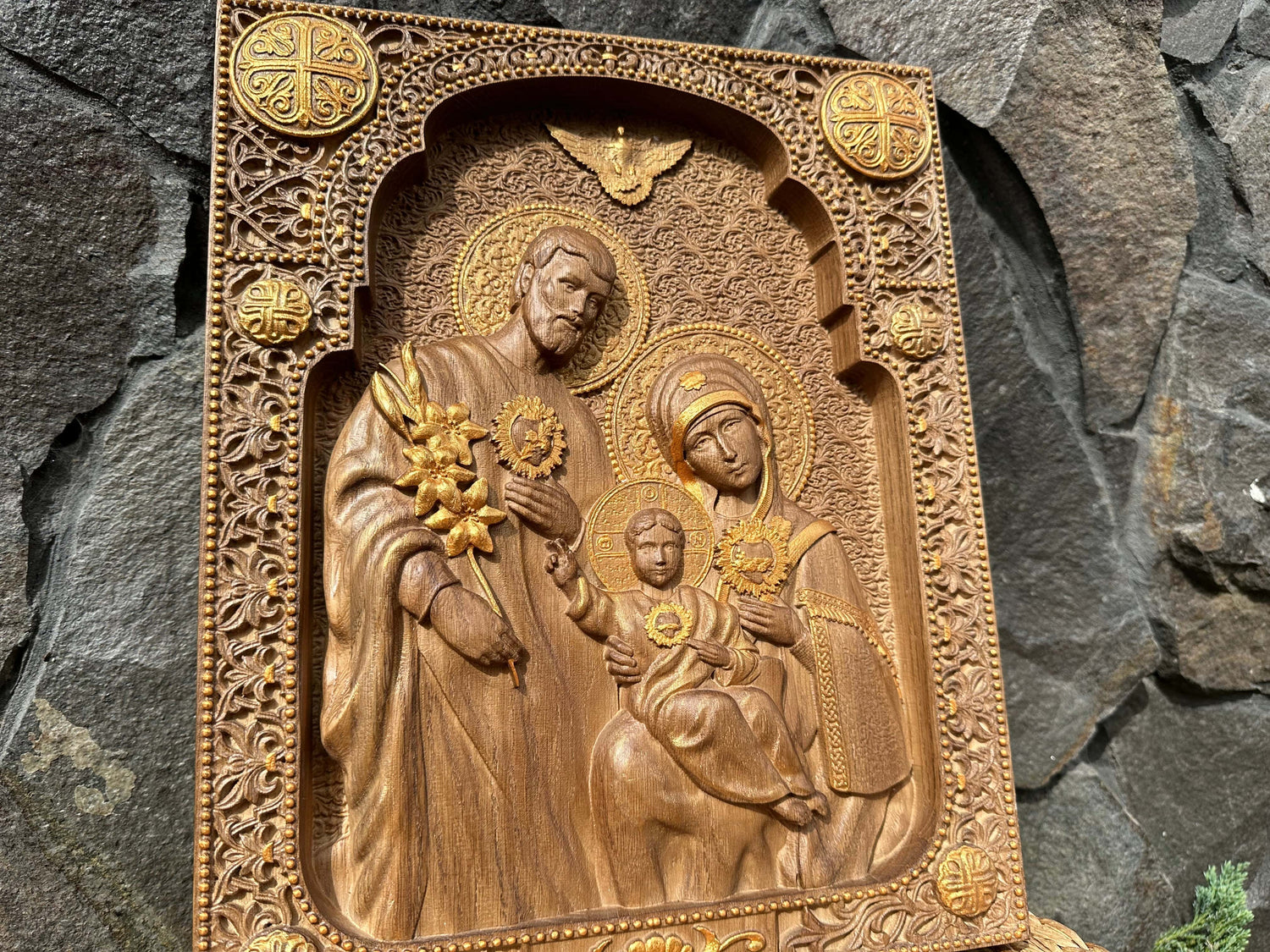 Holy Familly Wooden Carved Image - Kozak Work Shop