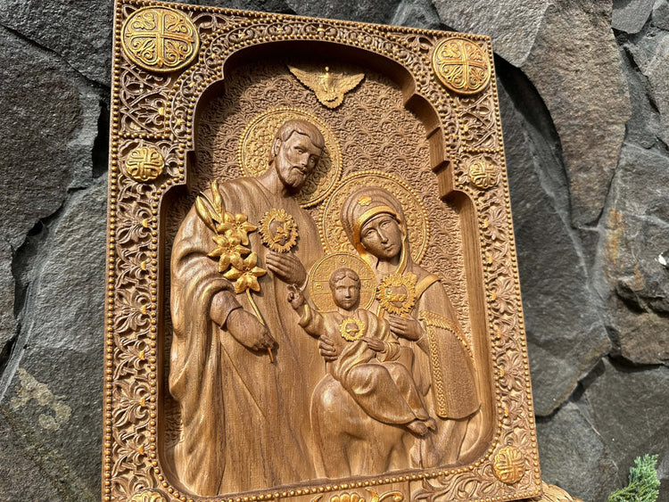 Holy Familly Wooden Carved Image - Kozak Work Shop