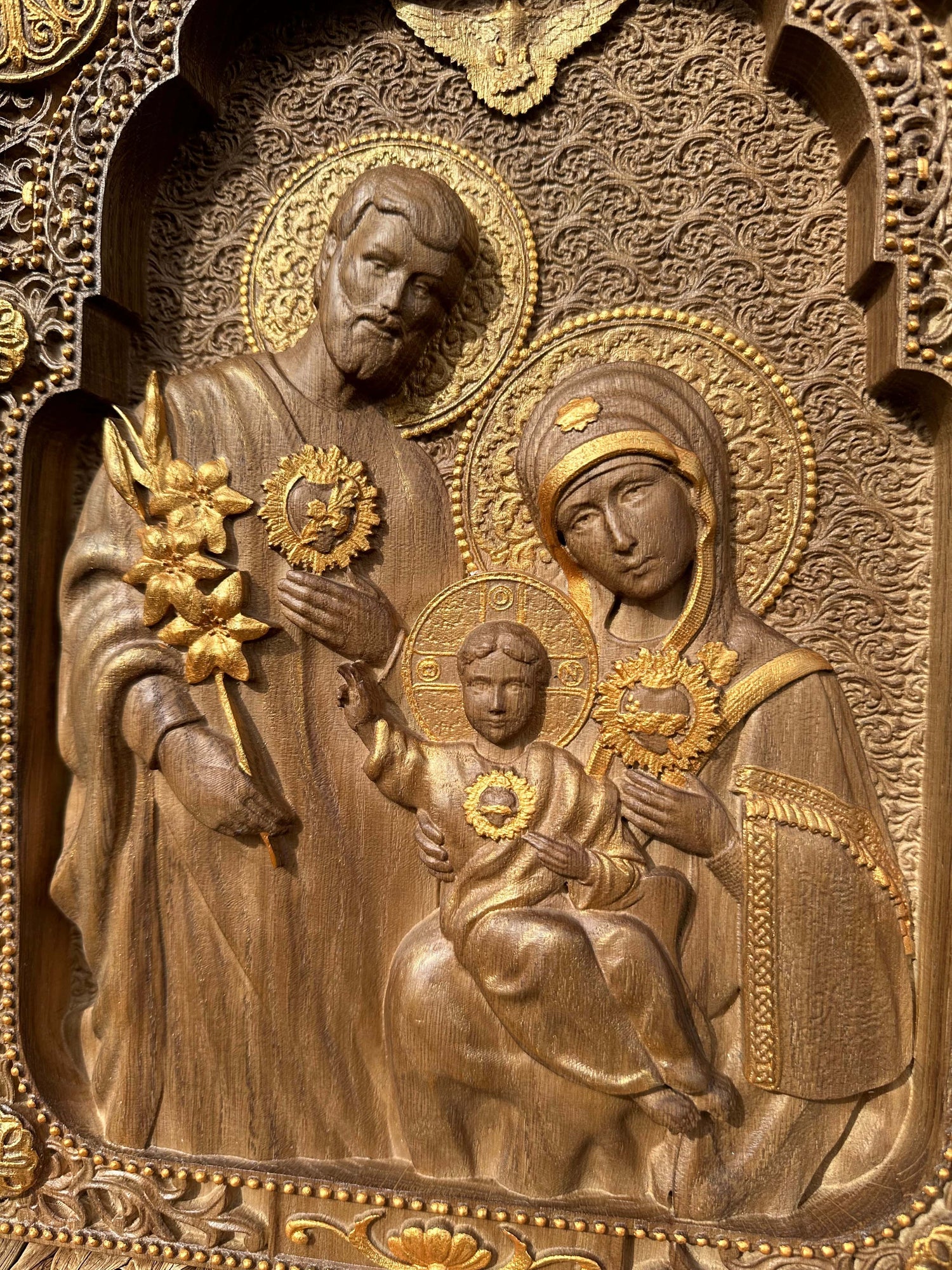 Holy Familly Wooden Carved Image - Kozak Work Shop