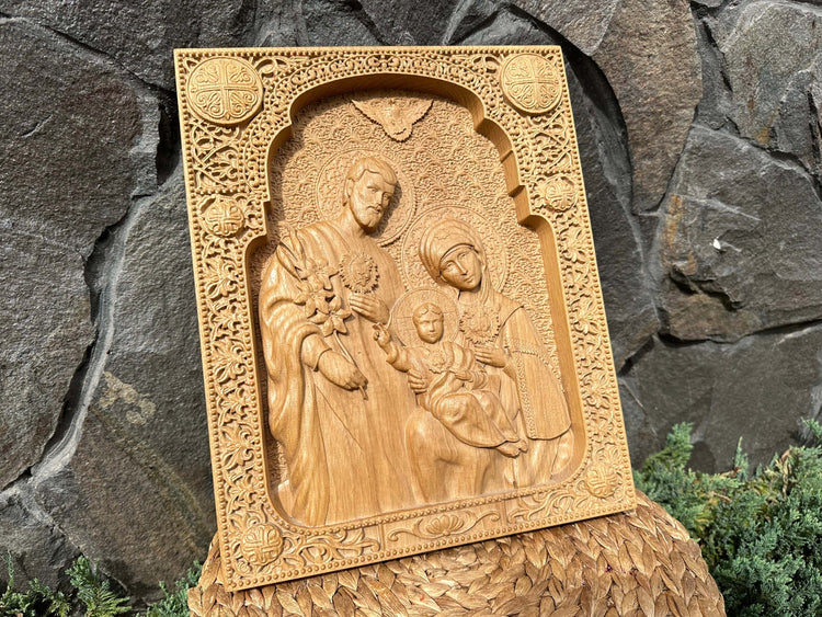 Holy Familly Wooden Carved Image - Kozak Work Shop