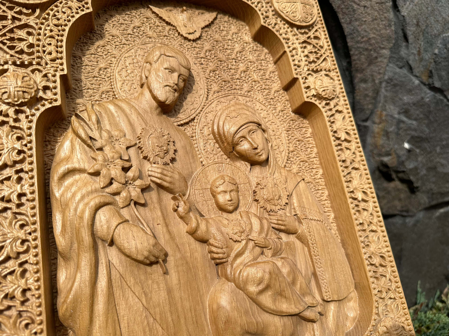 Holy Familly Wooden Carved Image - Kozak Work Shop