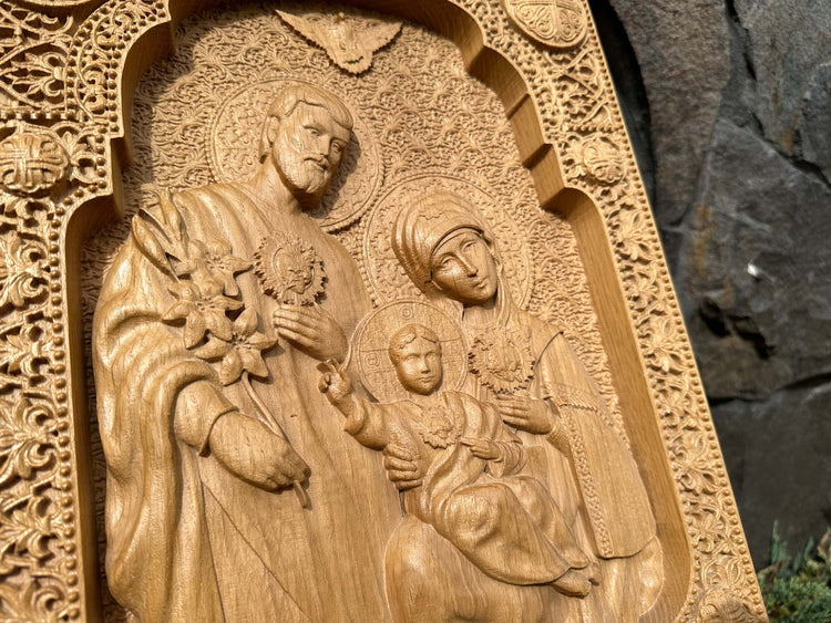 Holy Familly Wooden Carved Image - Kozak Work Shop