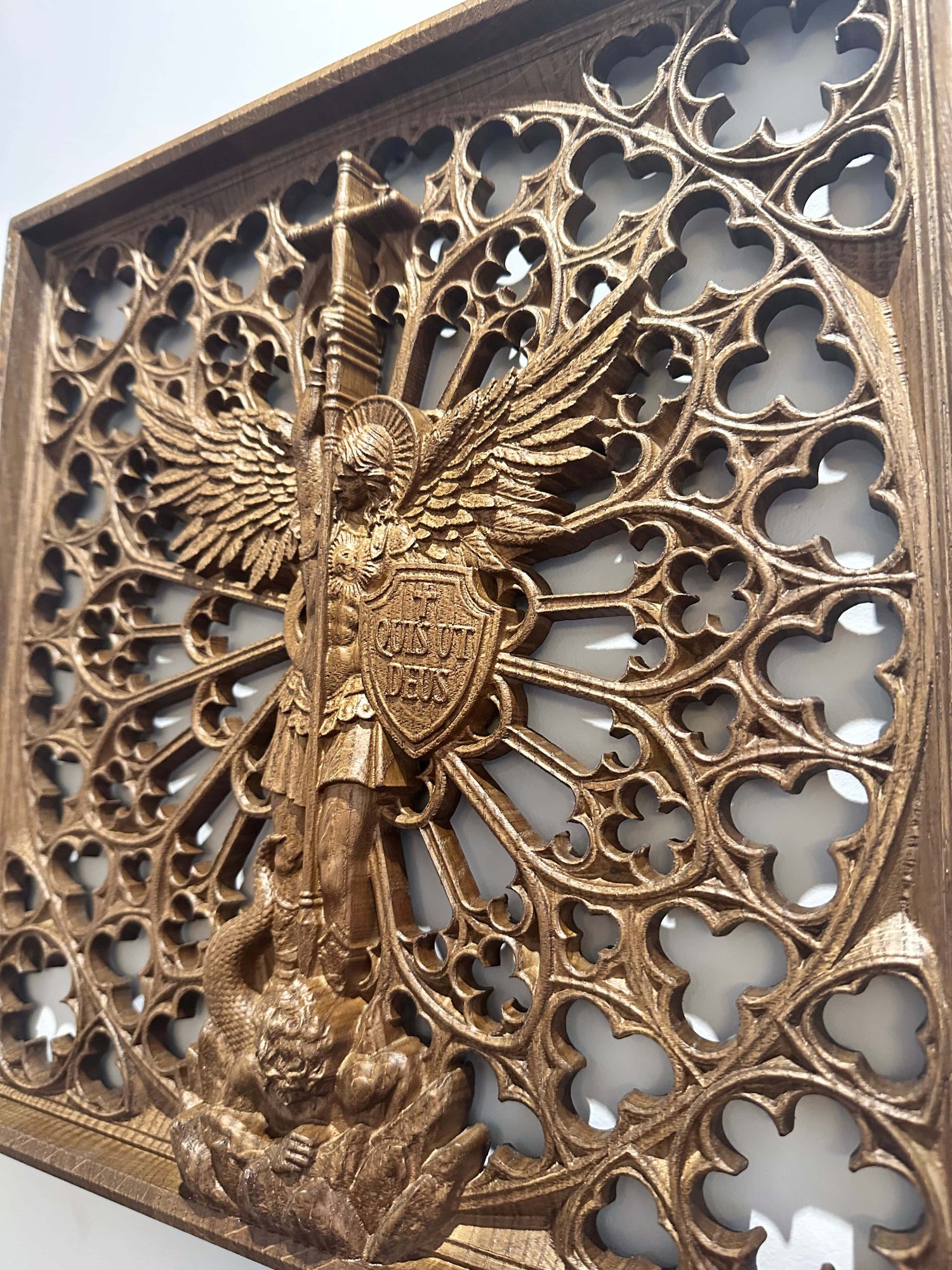 Modern Archangel Michael Wooden Statue - Kozak Work Shop