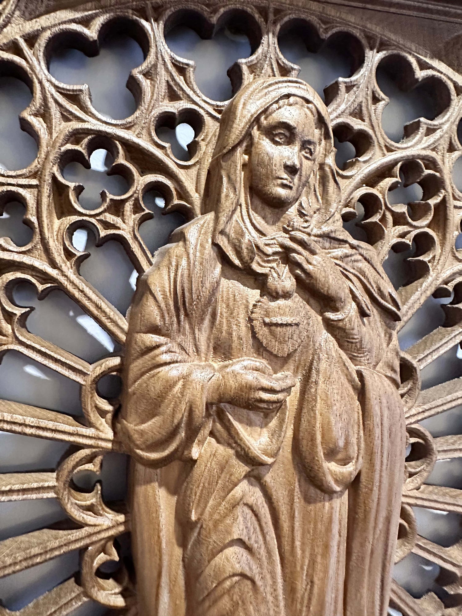 Immaculate Heart of Mary Wooden Statue - Kozak Work Shop