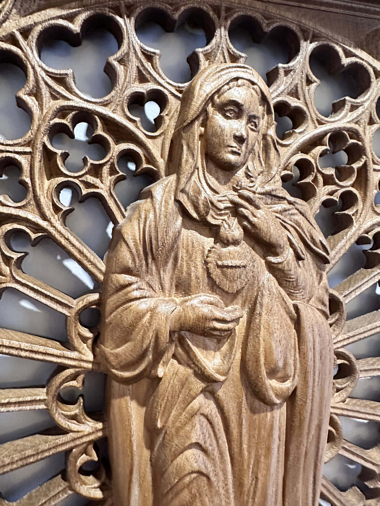Immaculate Heart of Mary Wooden Statue - Kozak Work Shop