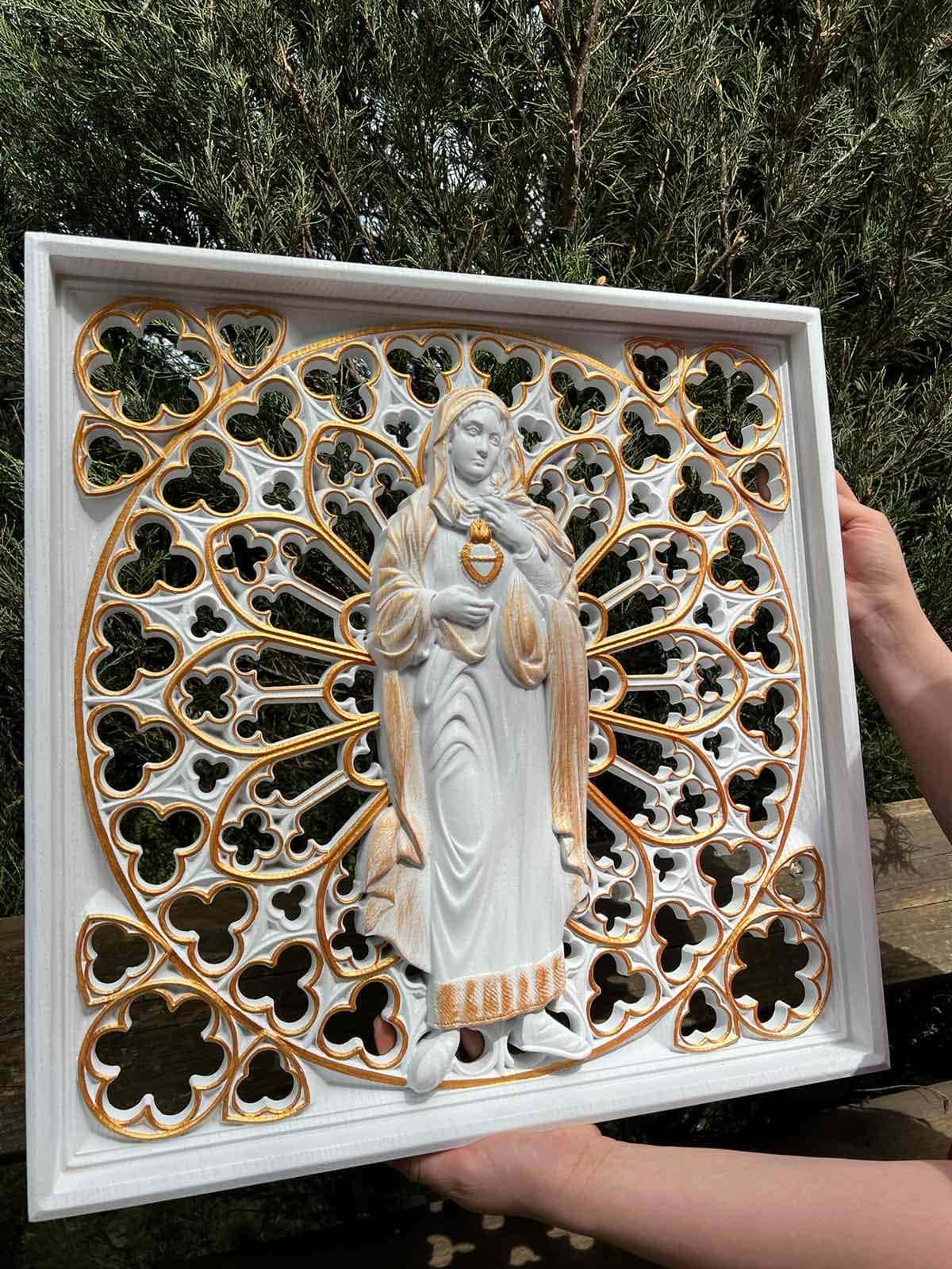 Immaculate Heart of Mary Wooden Statue - Kozak Work Shop